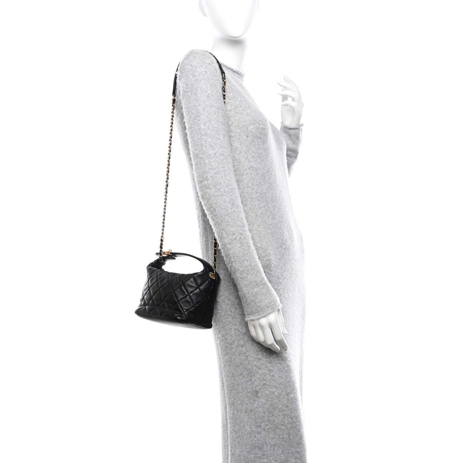 Chanel Lambskin Quilted Small Perfect Meeting Hobo Black 2 of 11
