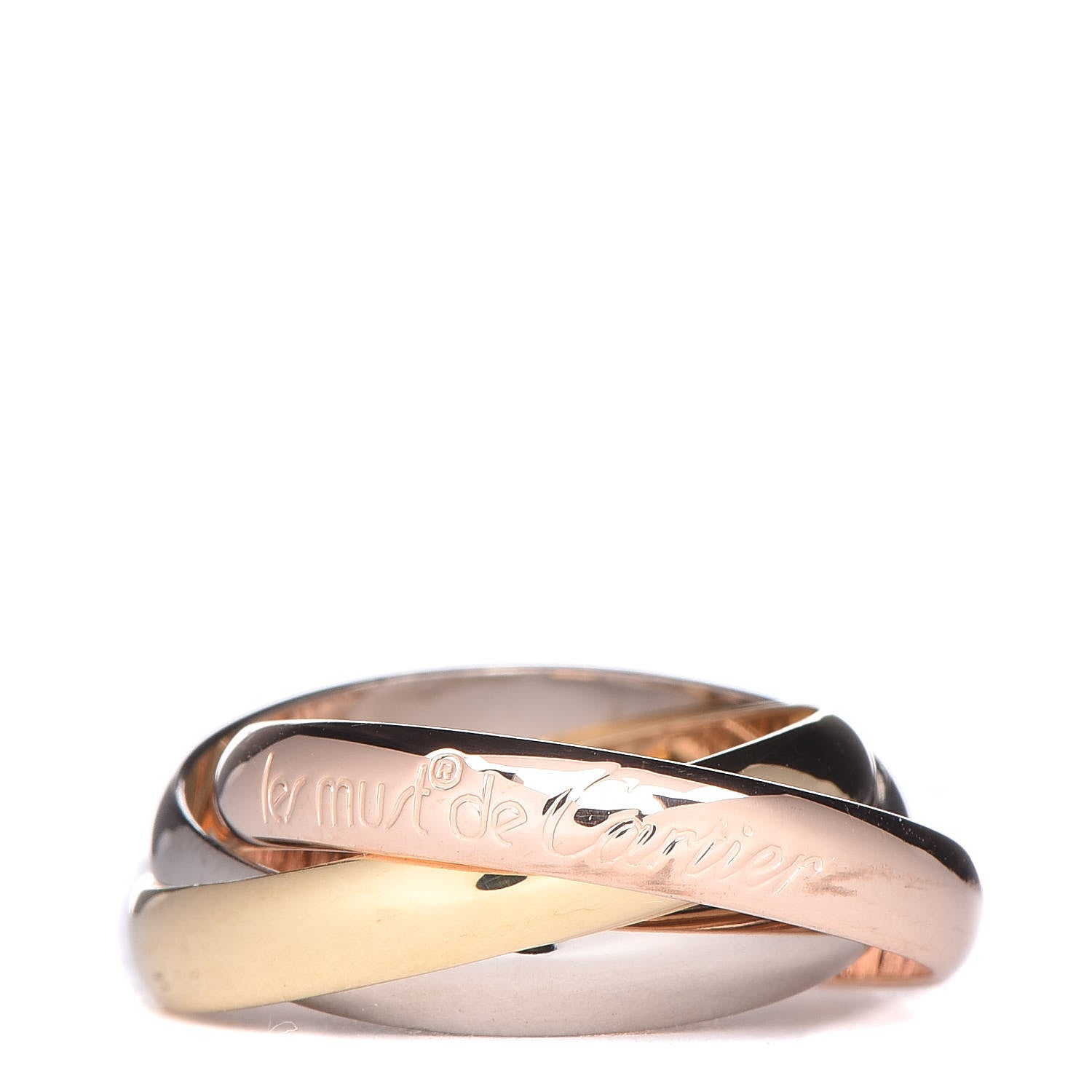 Cartier 18K Pink Yellow White Gold Classic Les Must De Trinity Ring 52 6 1 of 5