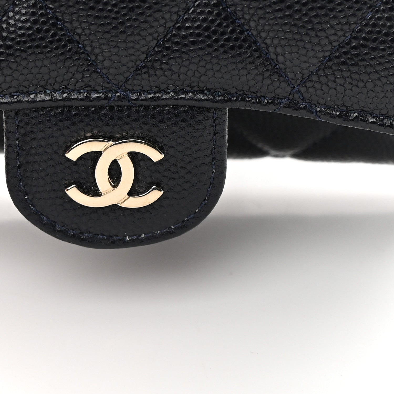 Chanel Caviar Quilted Flap Card Holder Wallet Navy Blue 9 of 10