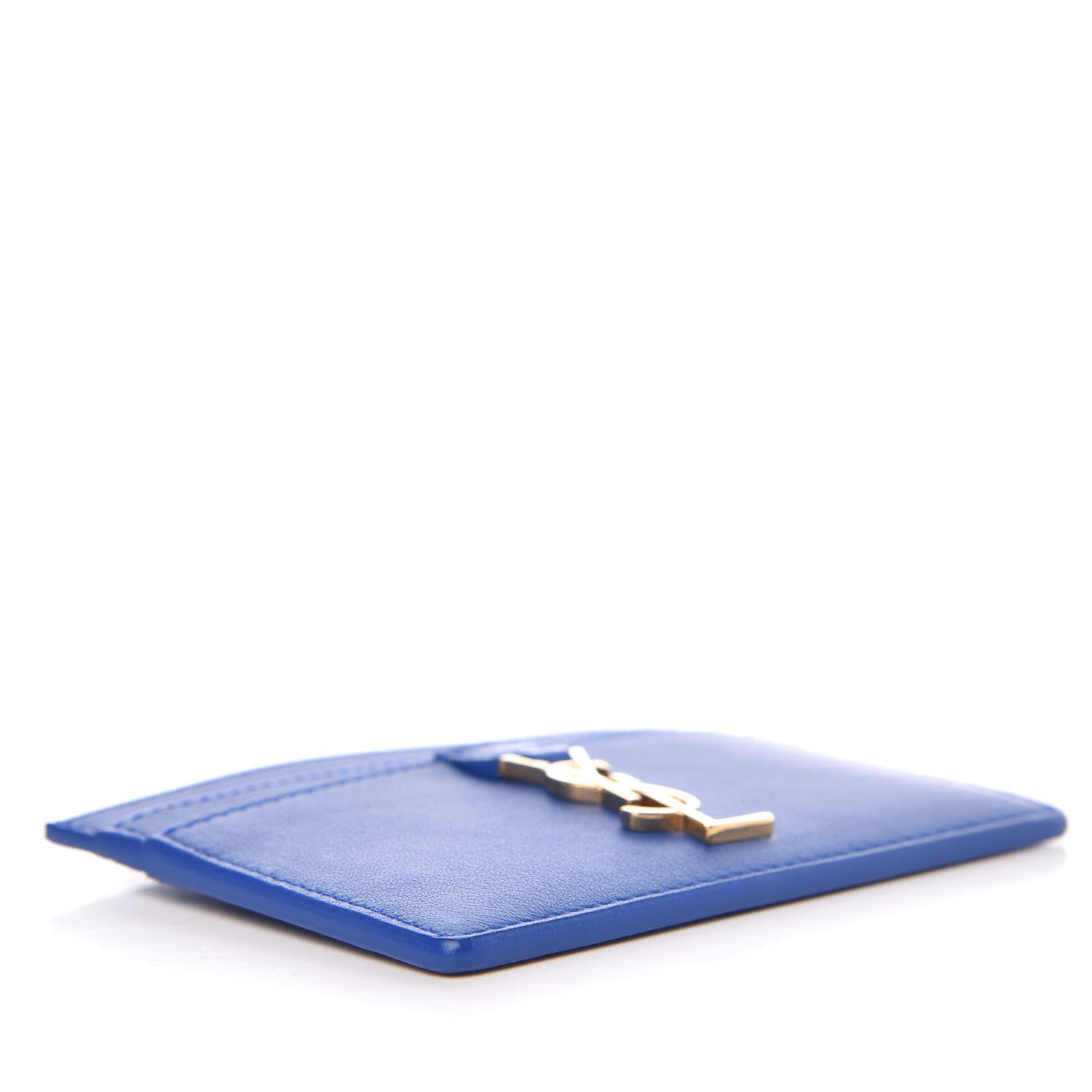 Saint Laurent Calfskin Monogram Credit Card Case Blue Majorelle 4 of 8