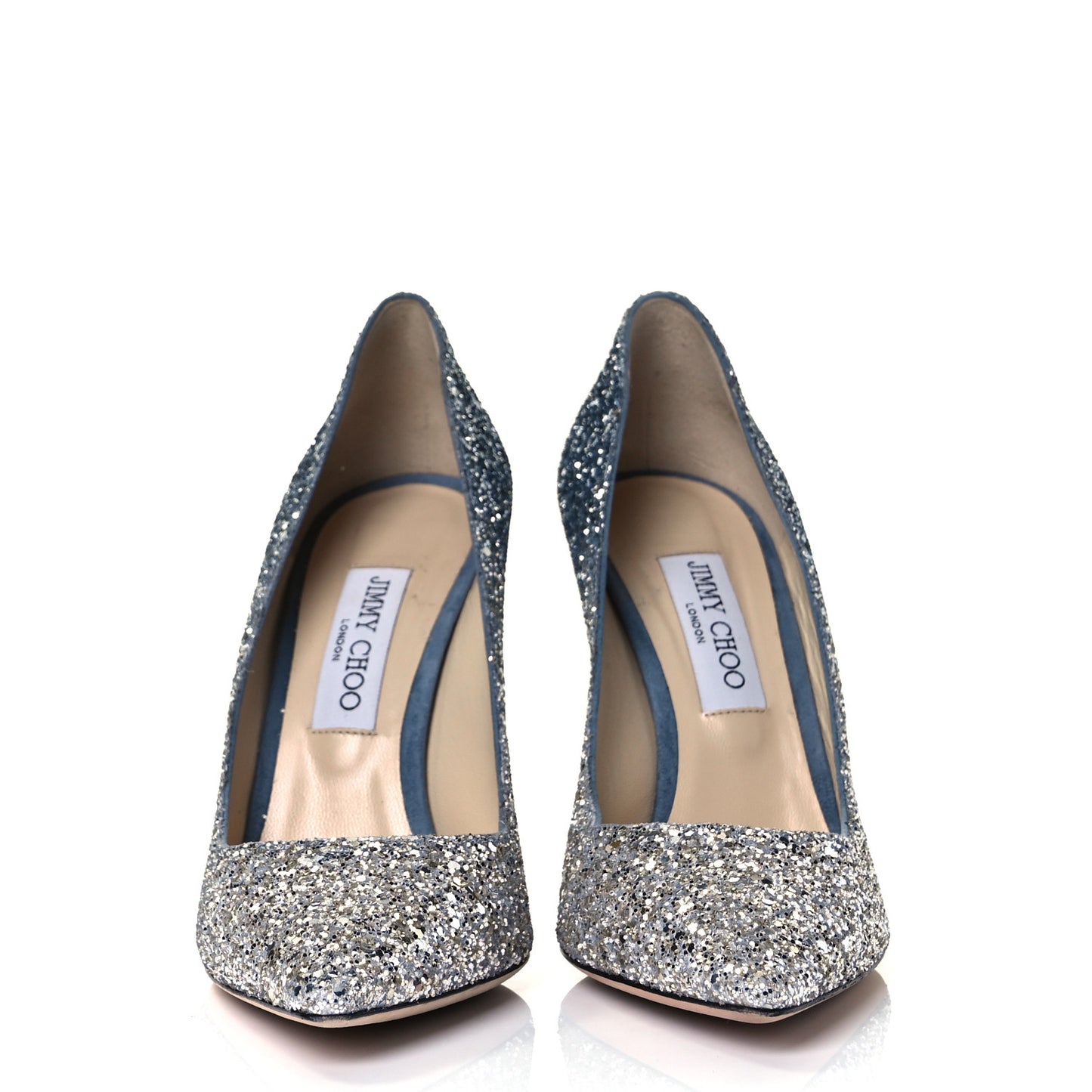 Coarse Glitter Degrade Pointy Toe Romy 100 Pumps 39.5 Silver Dusk Blue