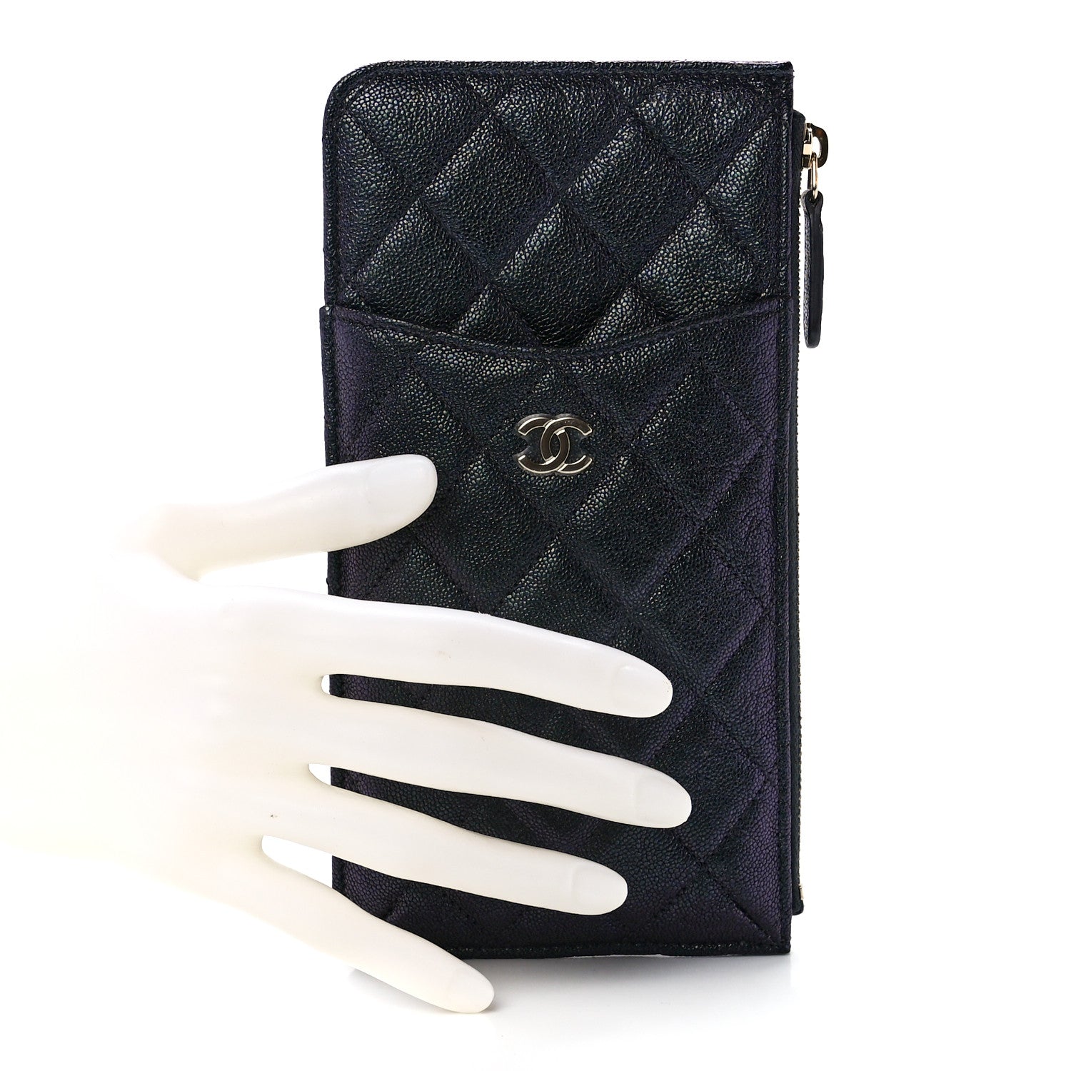 Chanel Iridescent Caviar Quilted Classic iPhone Pouch Black 2 of 11