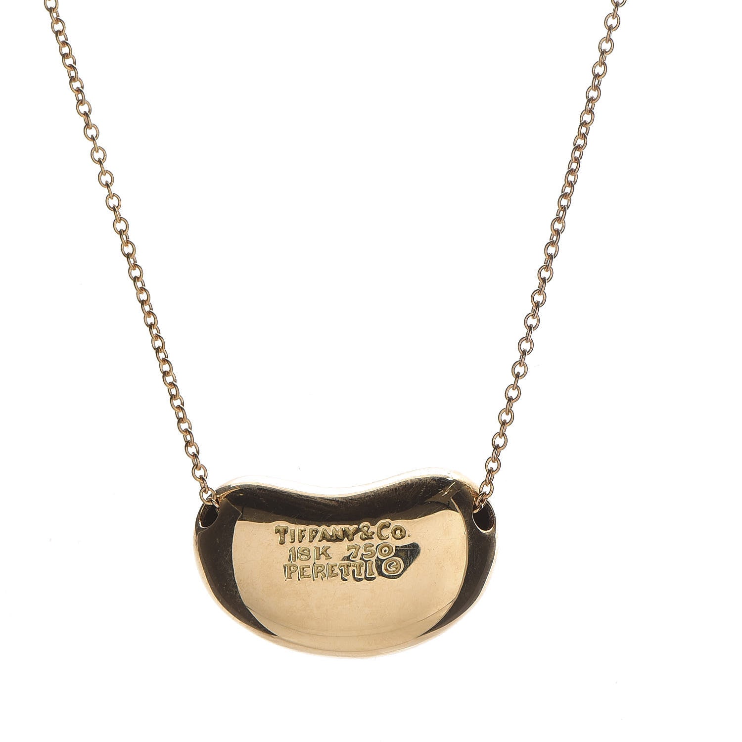 Tiffany 18K Yellow Gold 20mm Elsa Peretti Bean Pendant Necklace 5 of 7
