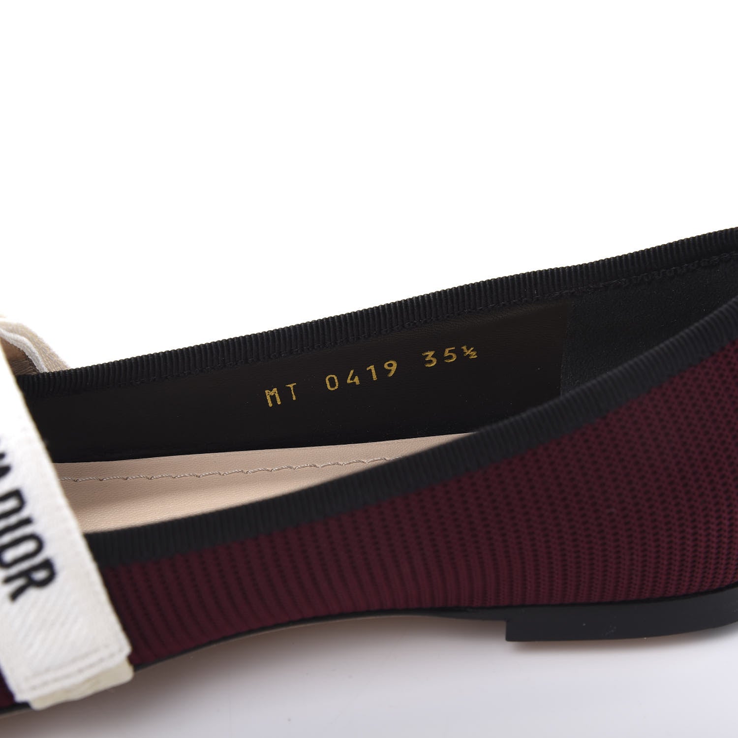 Christian Dior Fabric Ribbon Embroidered J'Adior Ballet Flats 35.5 Rouge Black 8 of 9