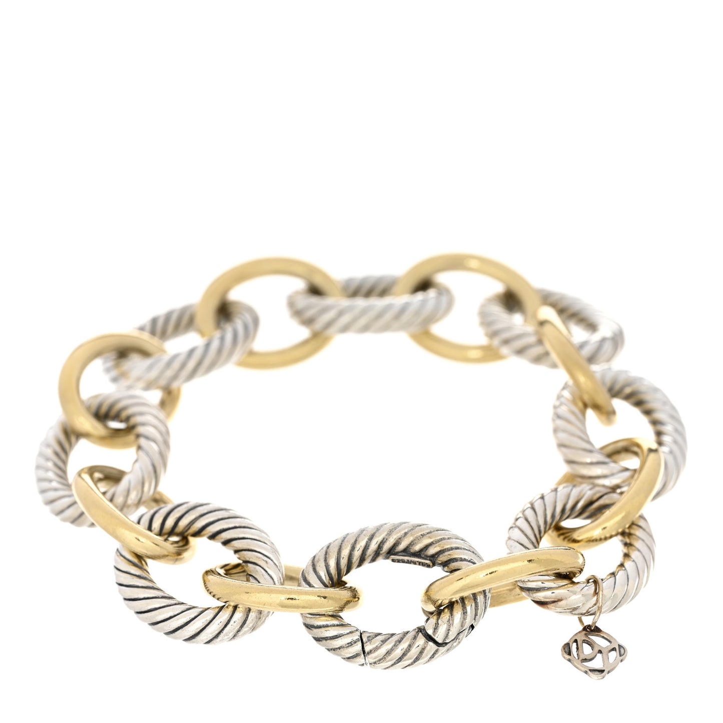 Sterling Silver 18K Yellow Gold 18mm Extra Large Oval Link Bracelet