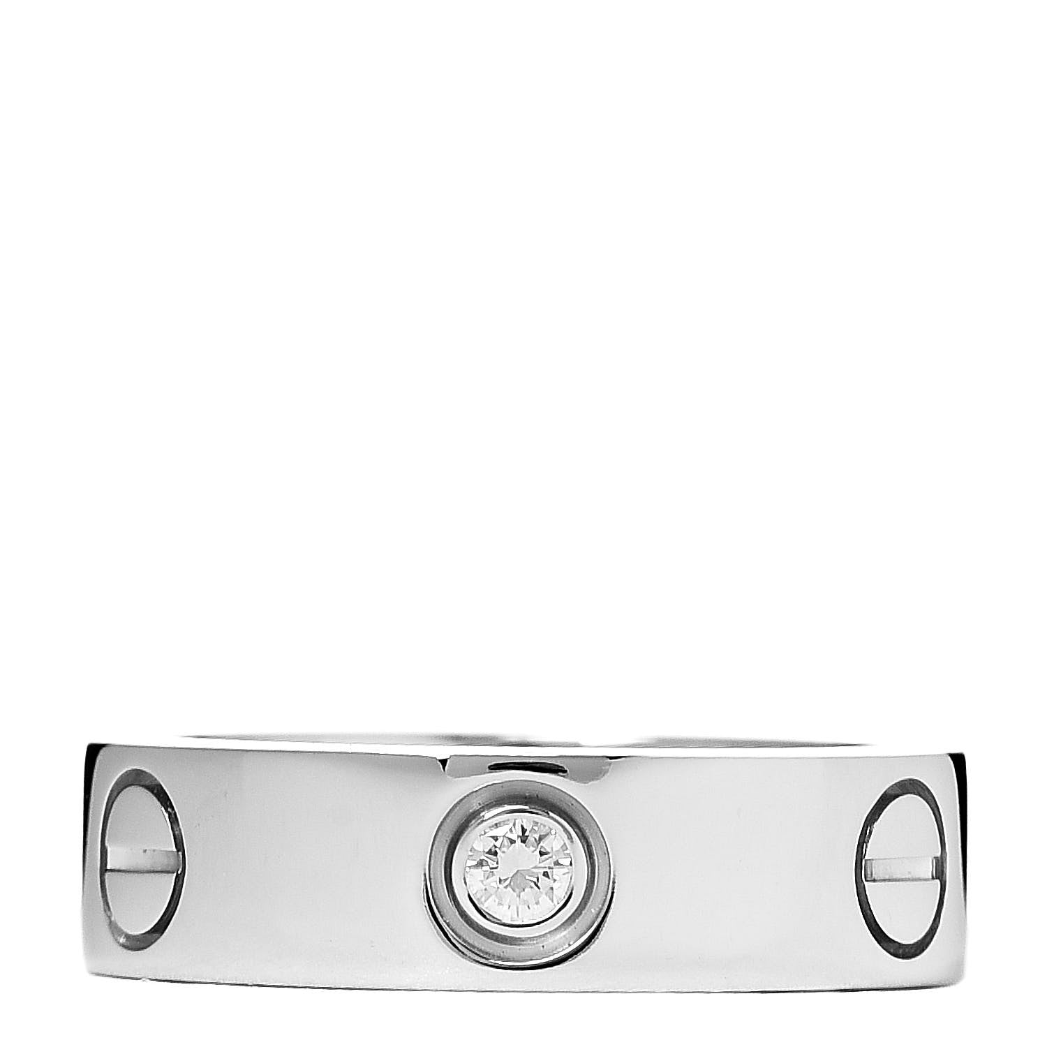 Cartier 18K White Gold 3 Diamond 5.5mm LOVE Ring 52 6 3 of 6