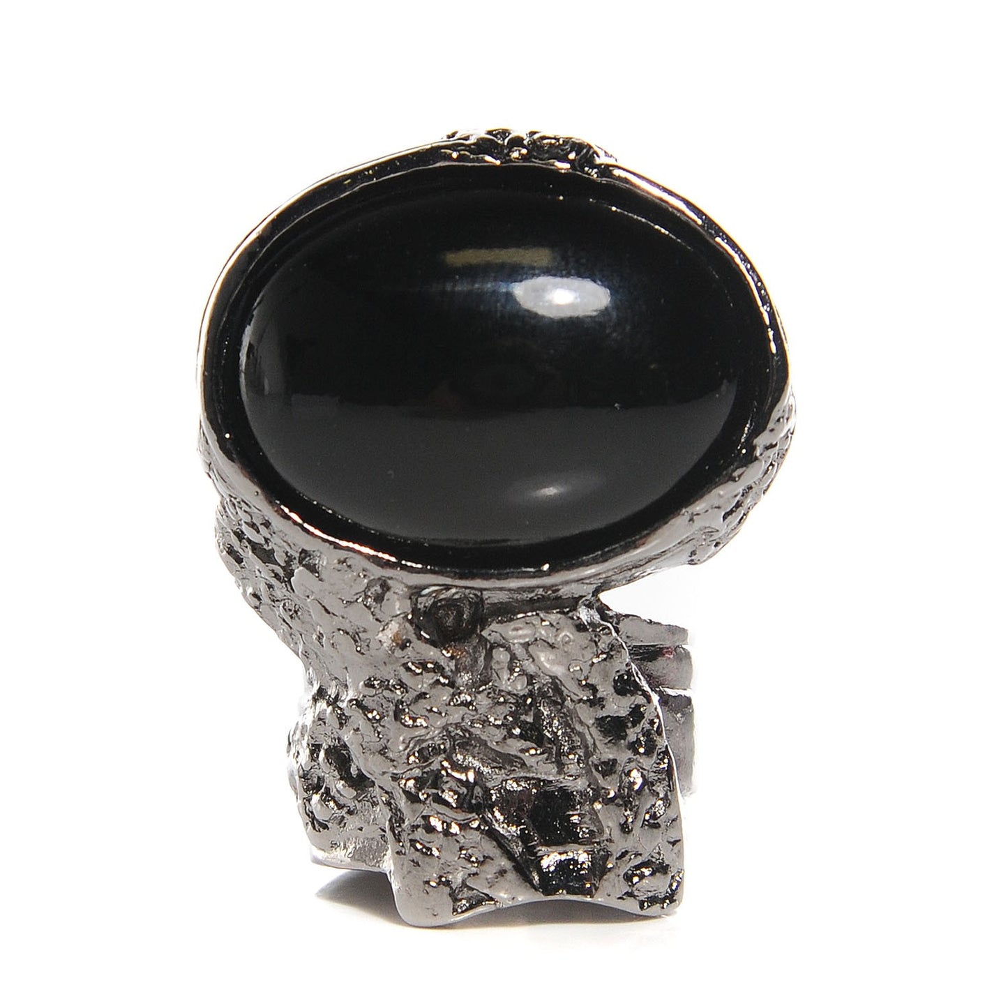 Glass Cabochon Arty Ovale Ring 5 Gunmetal Black