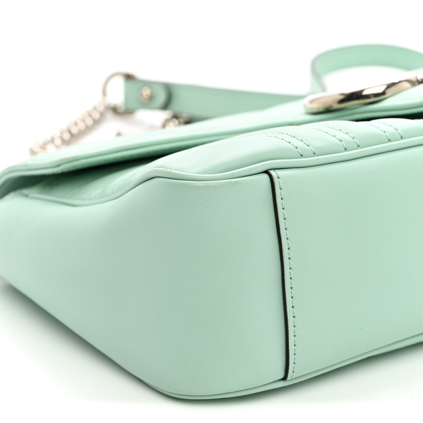Calfskin Matelasse Small GG Marmont Shoulder Bag Water Green