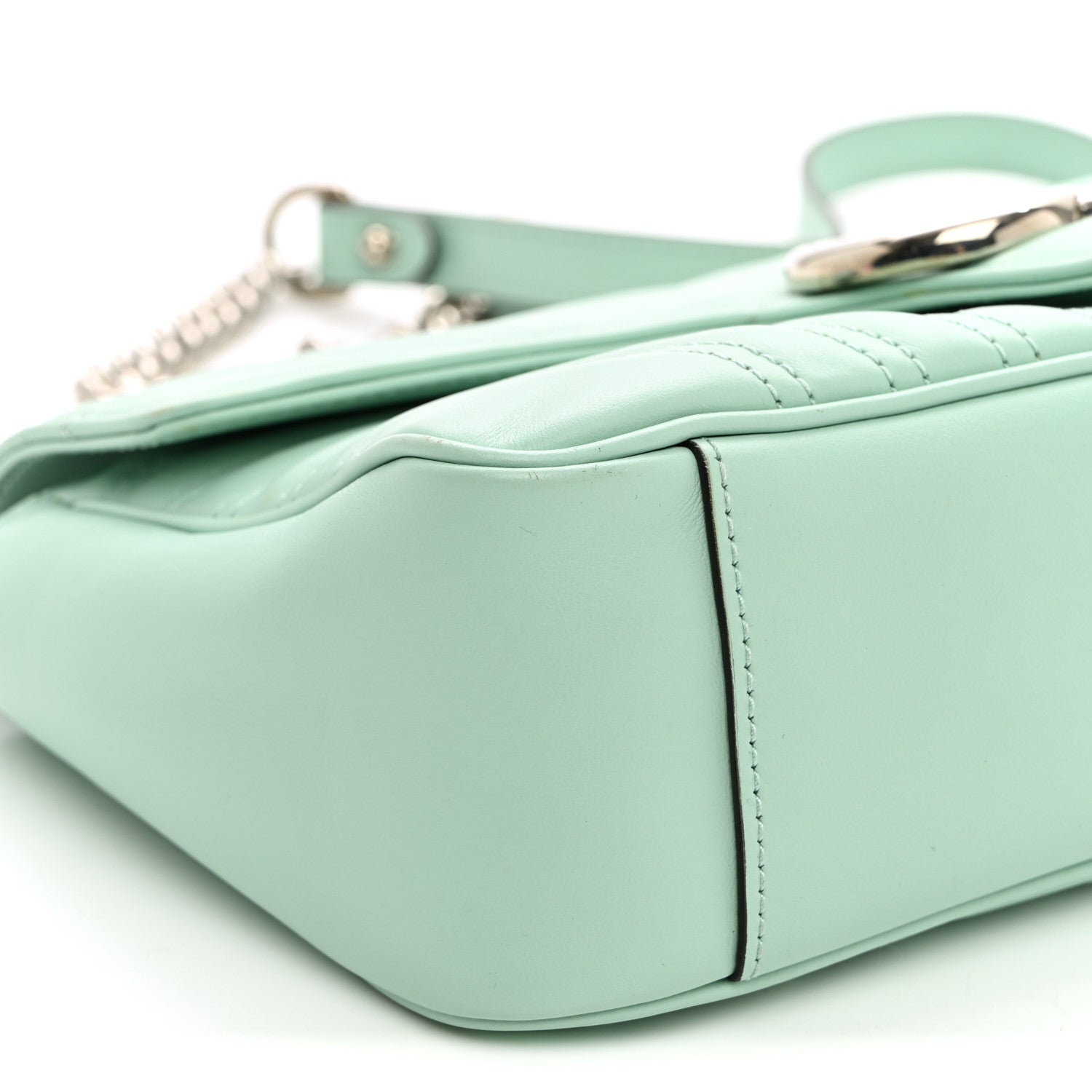 Gucci Calfskin Matelasse Small GG Marmont Shoulder Bag Water Green 9 of 10