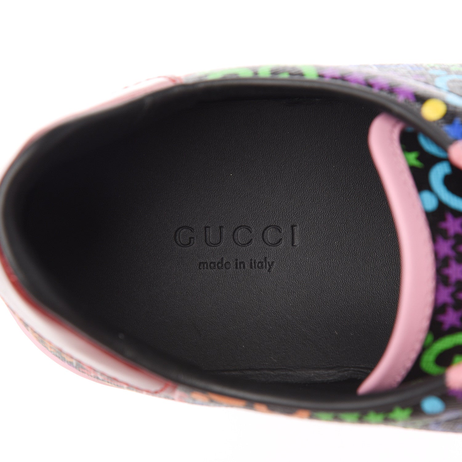 Gucci GG Supreme Monogram Psychedelic Womens Ace Sneakers 39 Black Multicolor Sugar Pink 7 of 9