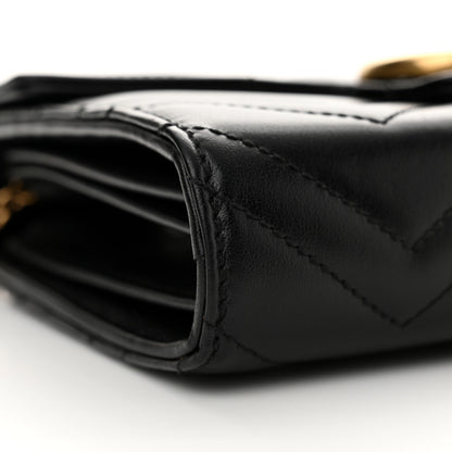 Gucci Calfskin Matelasse GG Marmont Chain Wallet Black 9 of 12