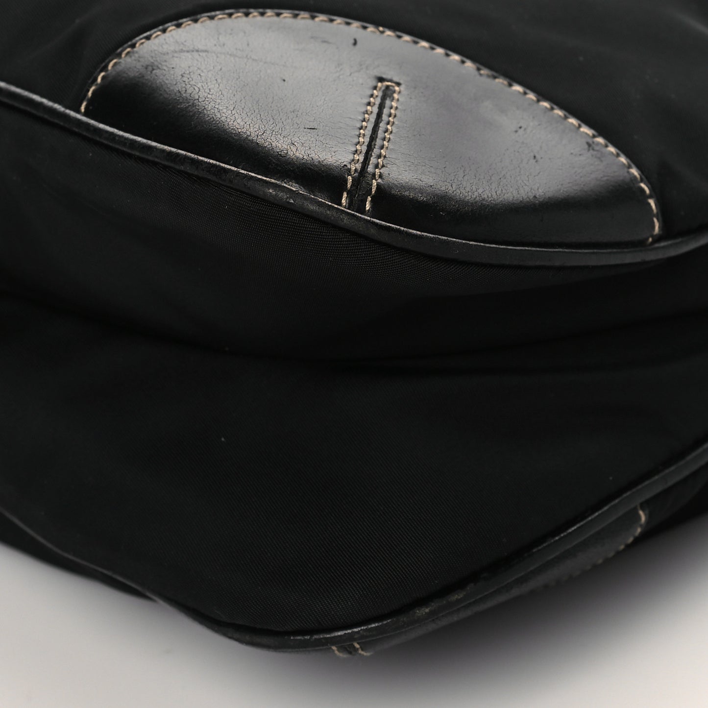 Tessuto Nylon Calfskin Flat Messenger Bag Black