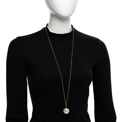 Chanel Pearl Crystal CC Pendant Necklace Gold 2 of 6