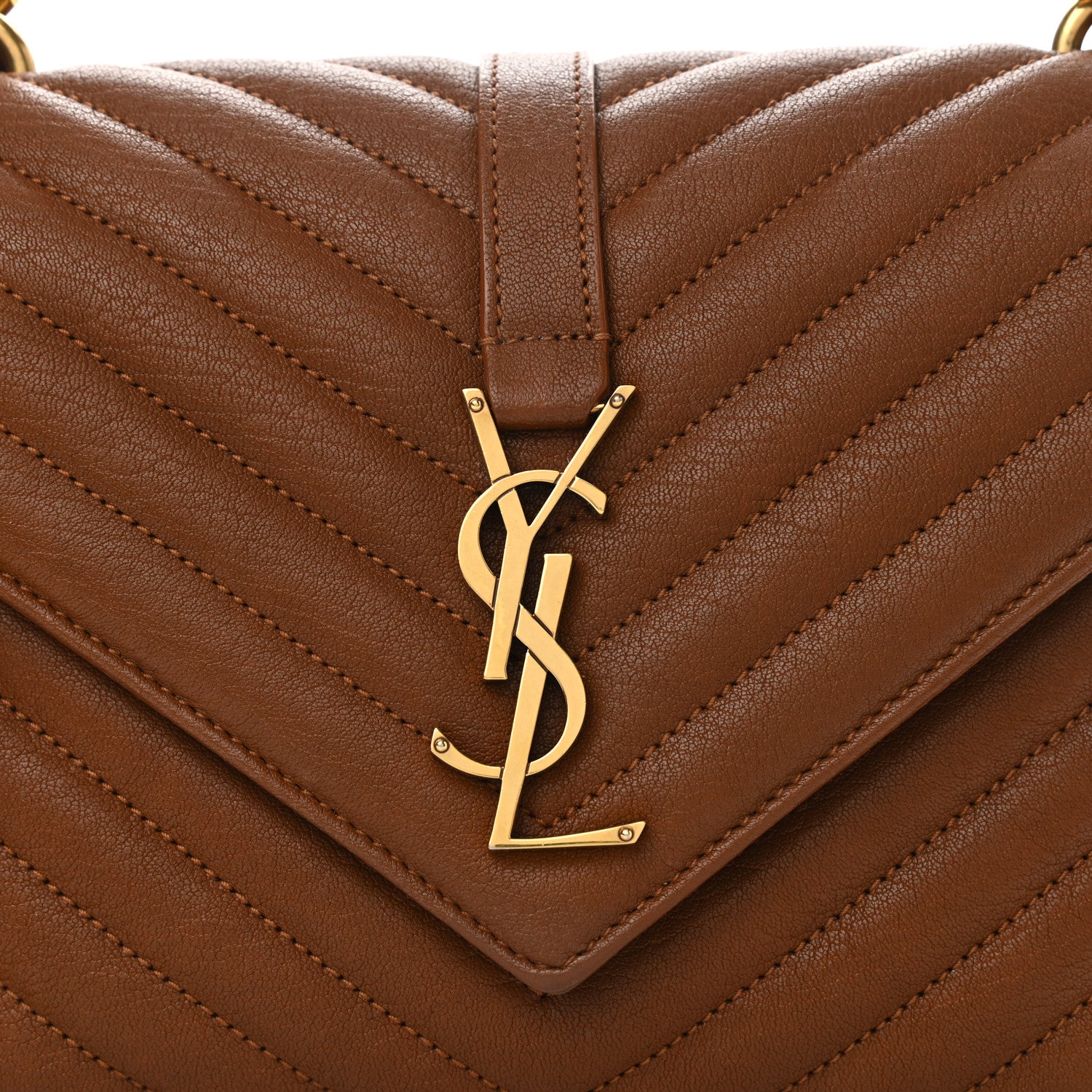 Saint Laurent Sheepskin Matelasse Chevron Monogram Medium College Bag Brick 8 of 10