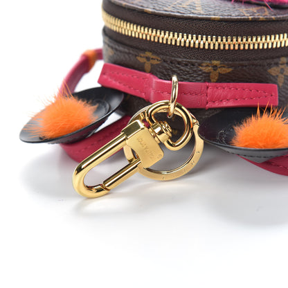 Louis Vuitton Monogram Calfskin Mink Fur Palm Springs Bear Bag Charm Key Holder Pink Orange 4 of 4