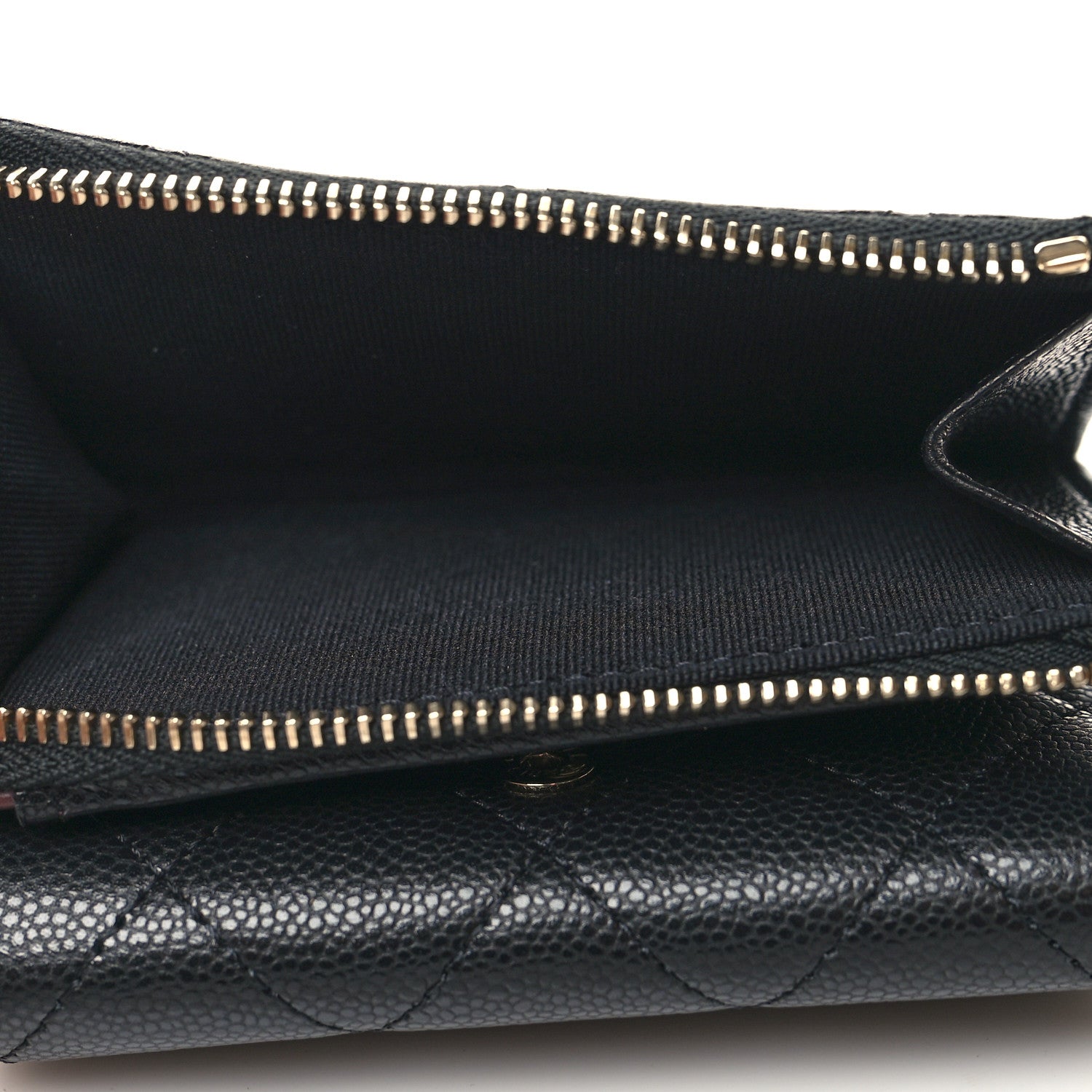 Chanel Caviar Quilted CC Zip Compact Trifold Wallet Black 6 of 11