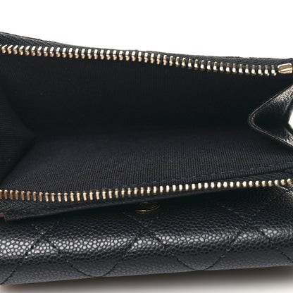 Chanel Caviar Quilted CC Zip Compact Trifold Wallet Black 6 of 11