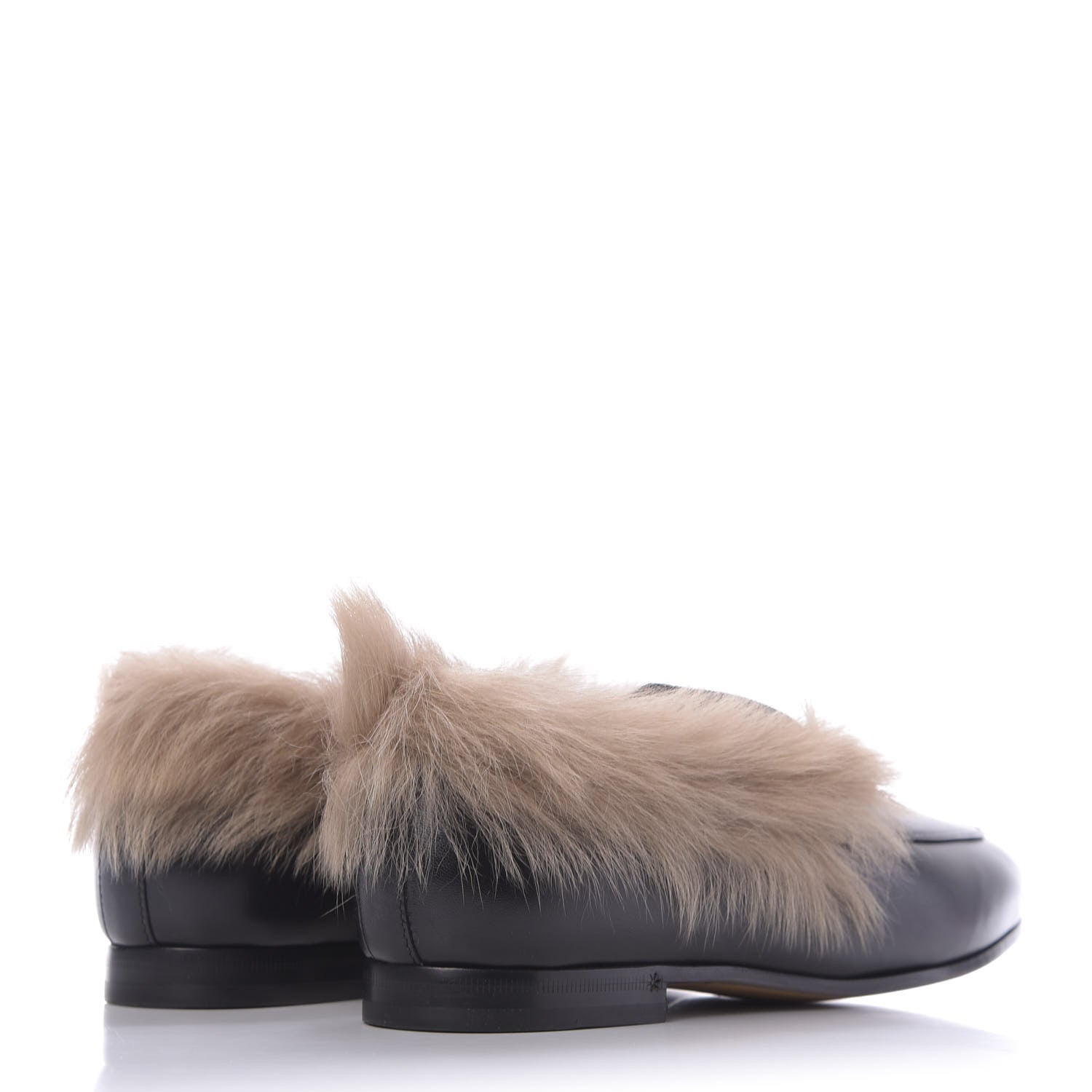 Gucci Malaga Kid Fur Womens Jordaan Loafers 39 Black Natural 4 of 9