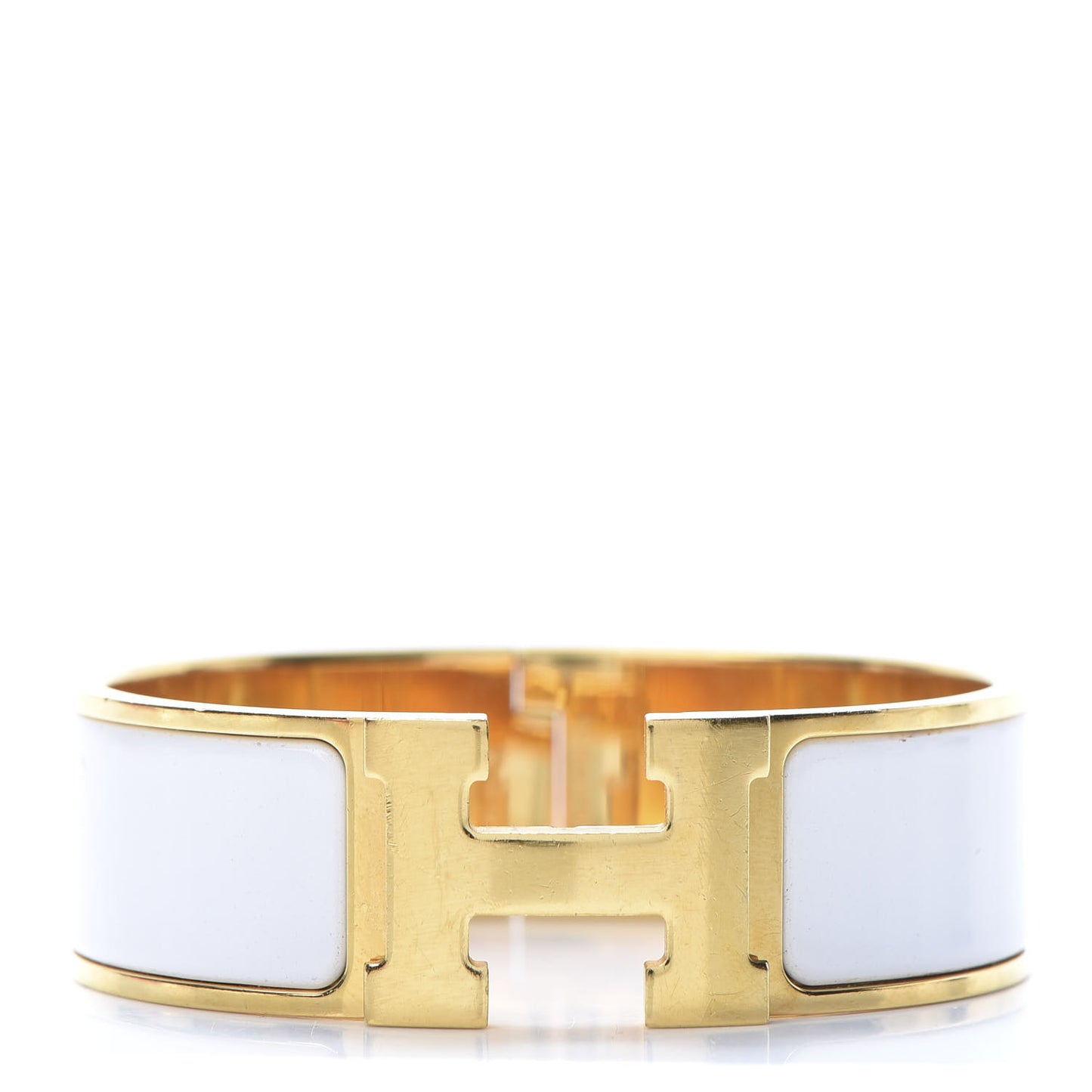 Enamel Wide Clic Clac H Bracelet PM White