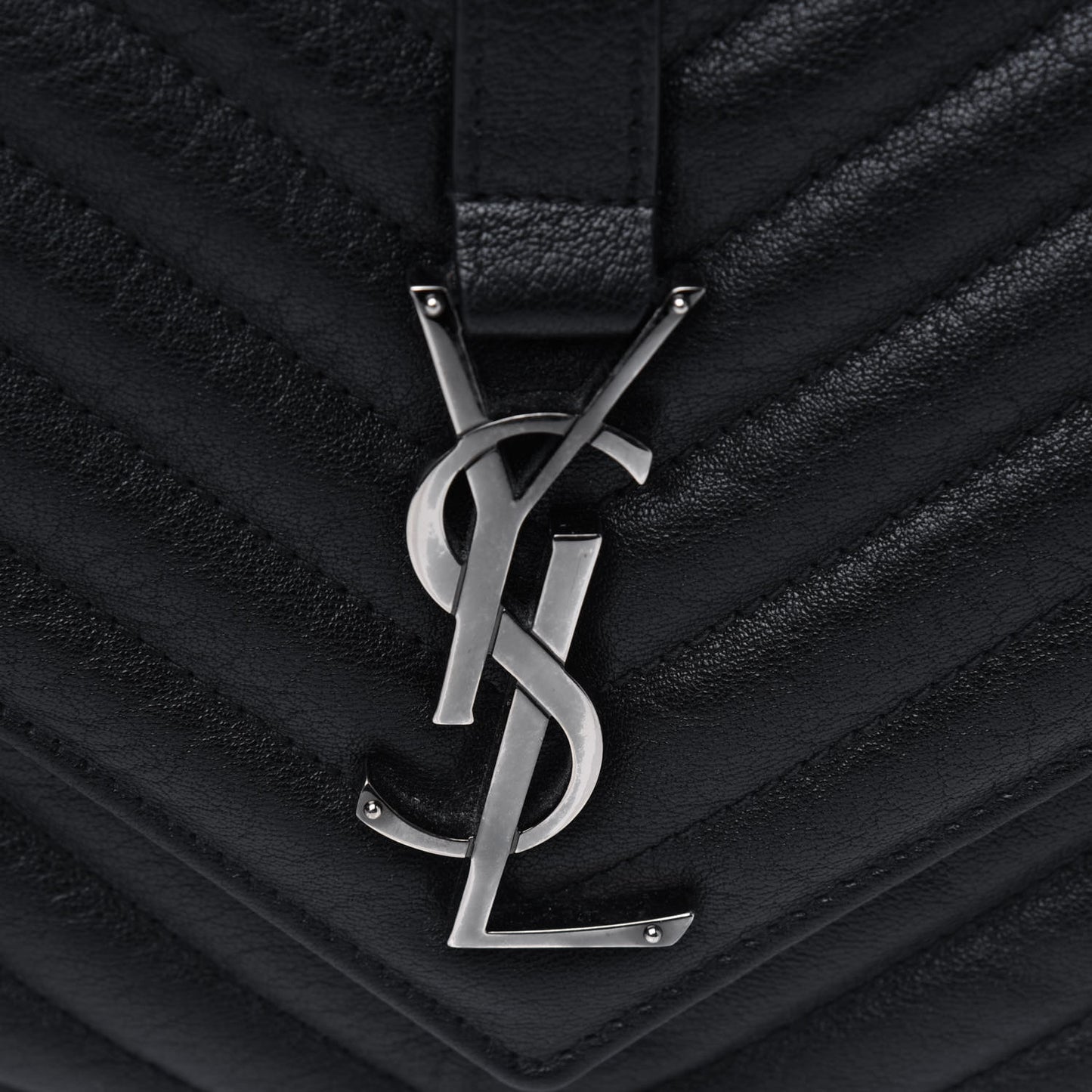 Sheepskin Matelasse Chevron Monogram Large College Satchel Black
