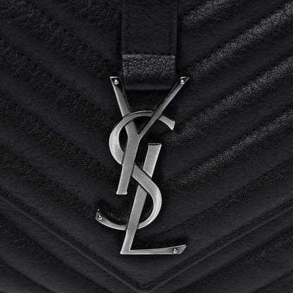 Saint Laurent Sheepskin Matelasse Chevron Monogram Large College Satchel Black 16 of 16