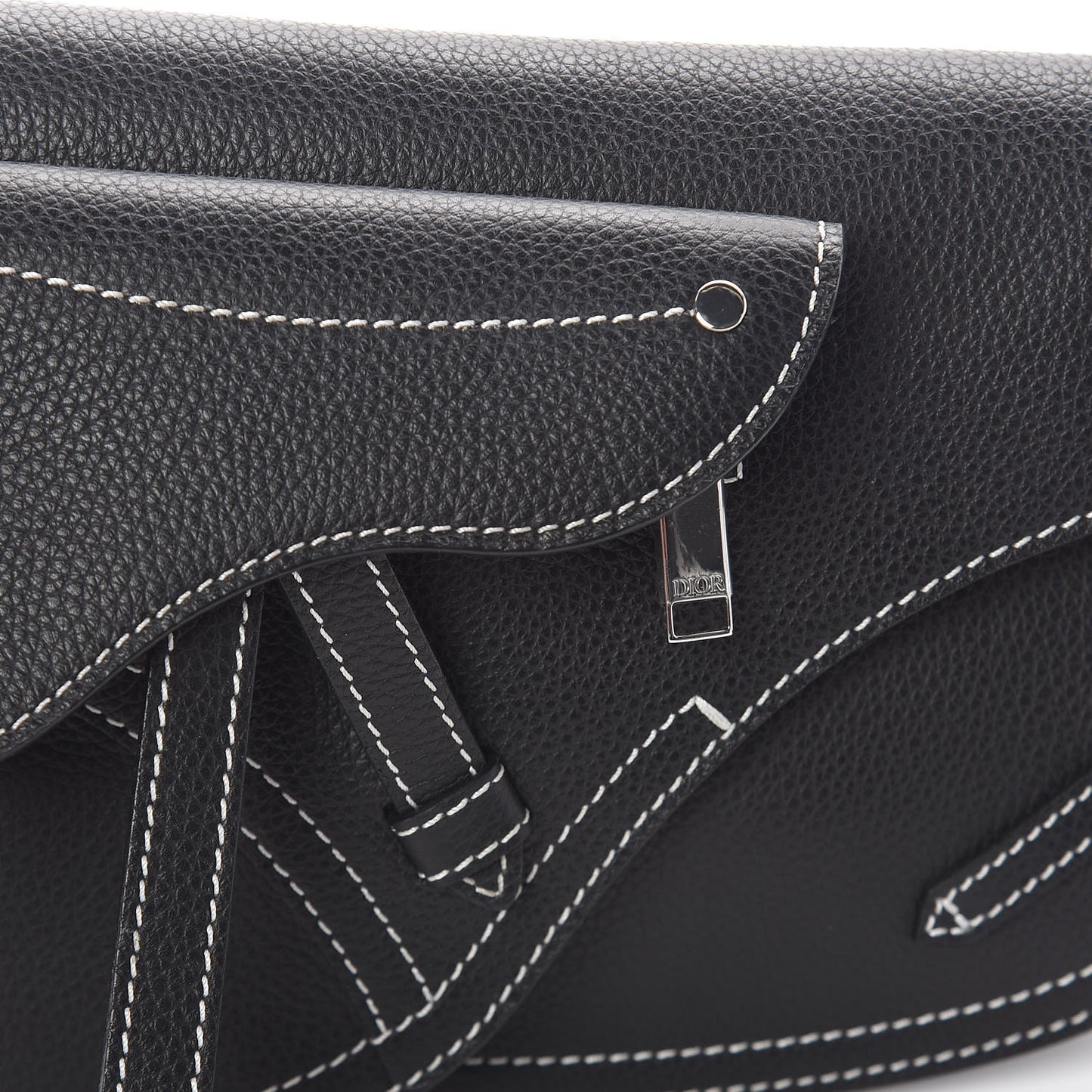 X KAWS Grained Calfskin Saddle Pouch Black