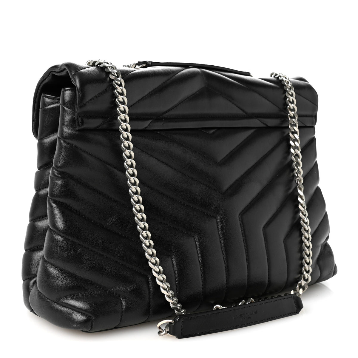 Saint Laurent Calfskin Y Quilted Monogram Medium Loulou Chain Satchel Black 3 of 12