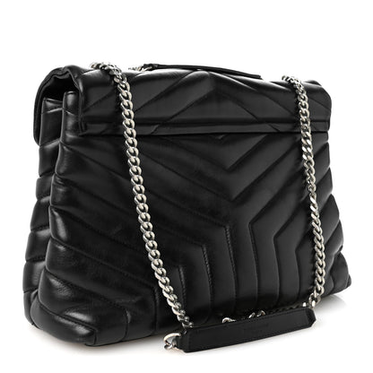 Saint Laurent Calfskin Y Quilted Monogram Medium Loulou Chain Satchel Black 3 of 12