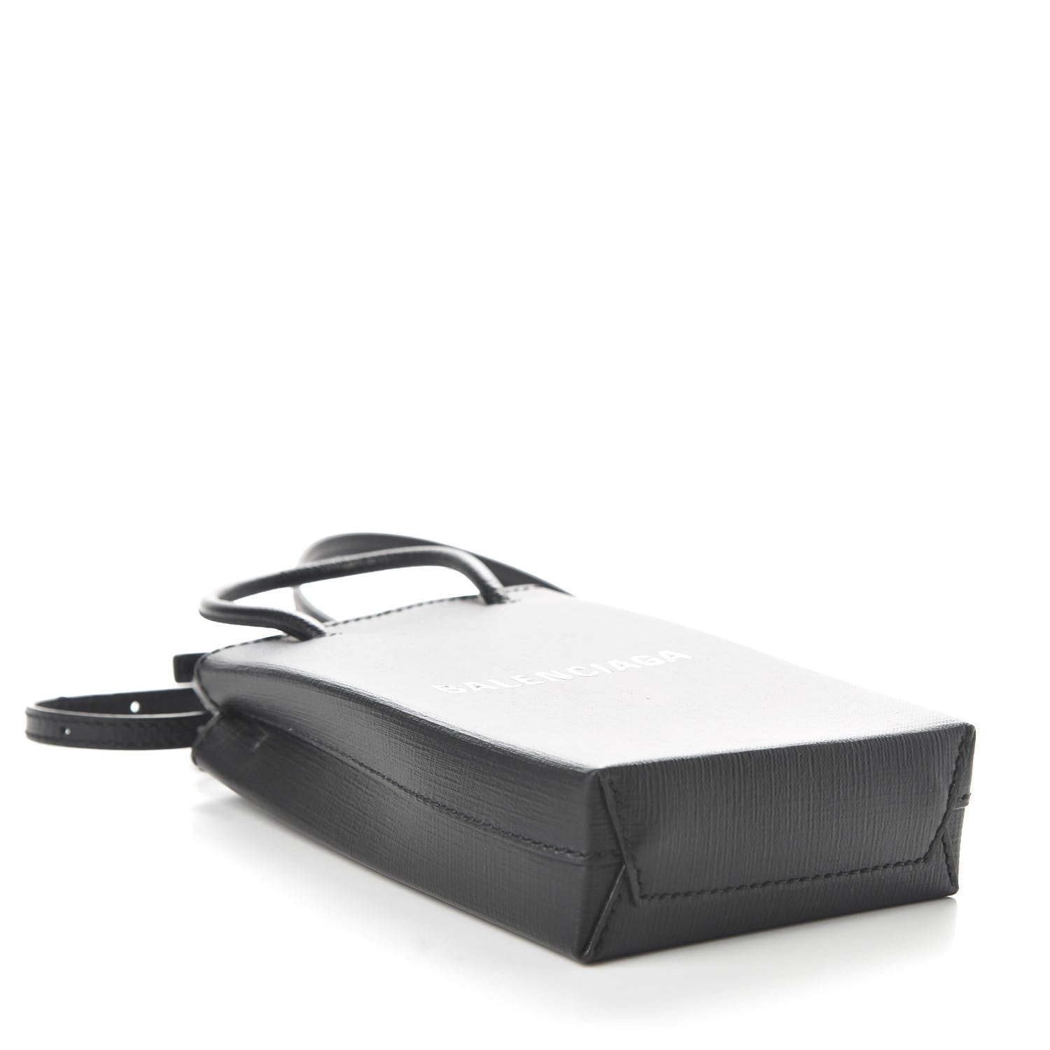 Balenciaga Squared Calfskin Logo Shopping Phone Holder Bag Black 4 of 9