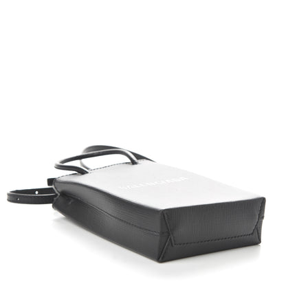 Balenciaga Squared Calfskin Logo Shopping Phone Holder Bag Black 4 of 9