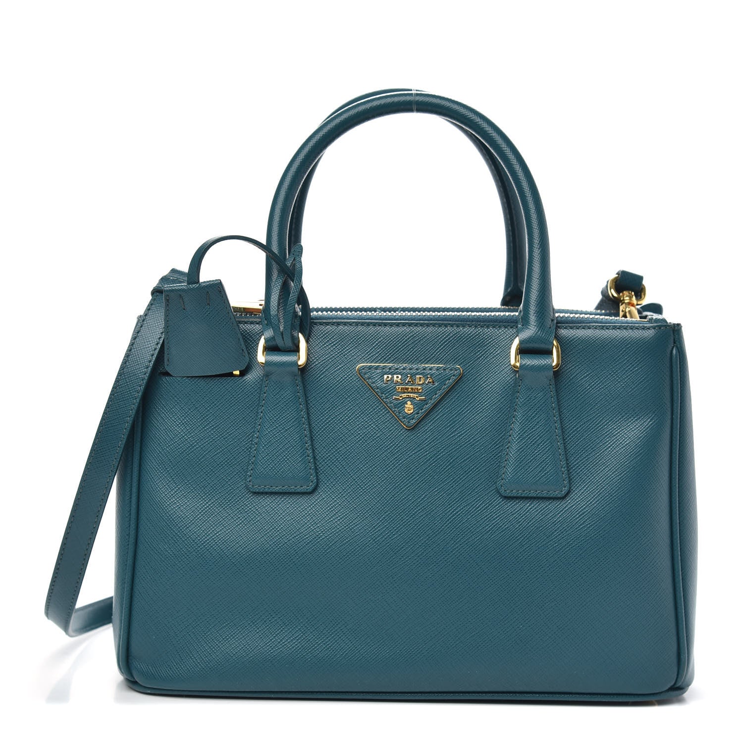 Prada Saffiano Lux Mini Galleria Double Zip Tote Ottanio 1 of 10