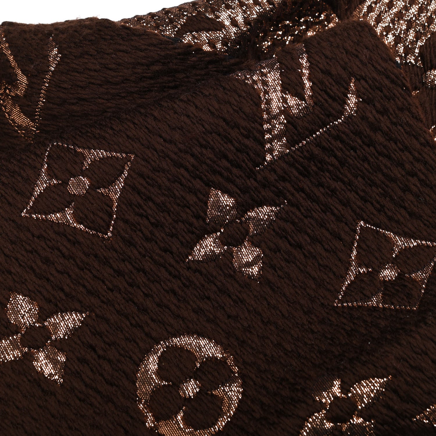 Louis Vuitton Wool Silk Logomania Shine Scarf Marron 4 of 4