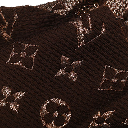 Louis Vuitton Wool Silk Logomania Shine Scarf Marron 4 of 4