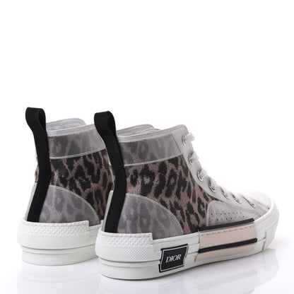 Christian Dior Canvas Leopard Print Mens B23 High Top Sneakers 40 White 4 of 9