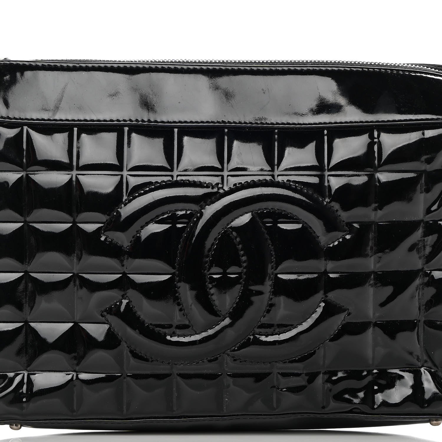 Chanel Patent Chocolate Bar Quilted CC Shoulder Bag Black 7 of 14