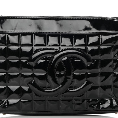 Chanel Patent Chocolate Bar Quilted CC Shoulder Bag Black 7 of 14