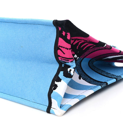 Christian Dior Canvas Embroidered Large Jungle Pop Book Tote Blue Multicolor 10 of 11