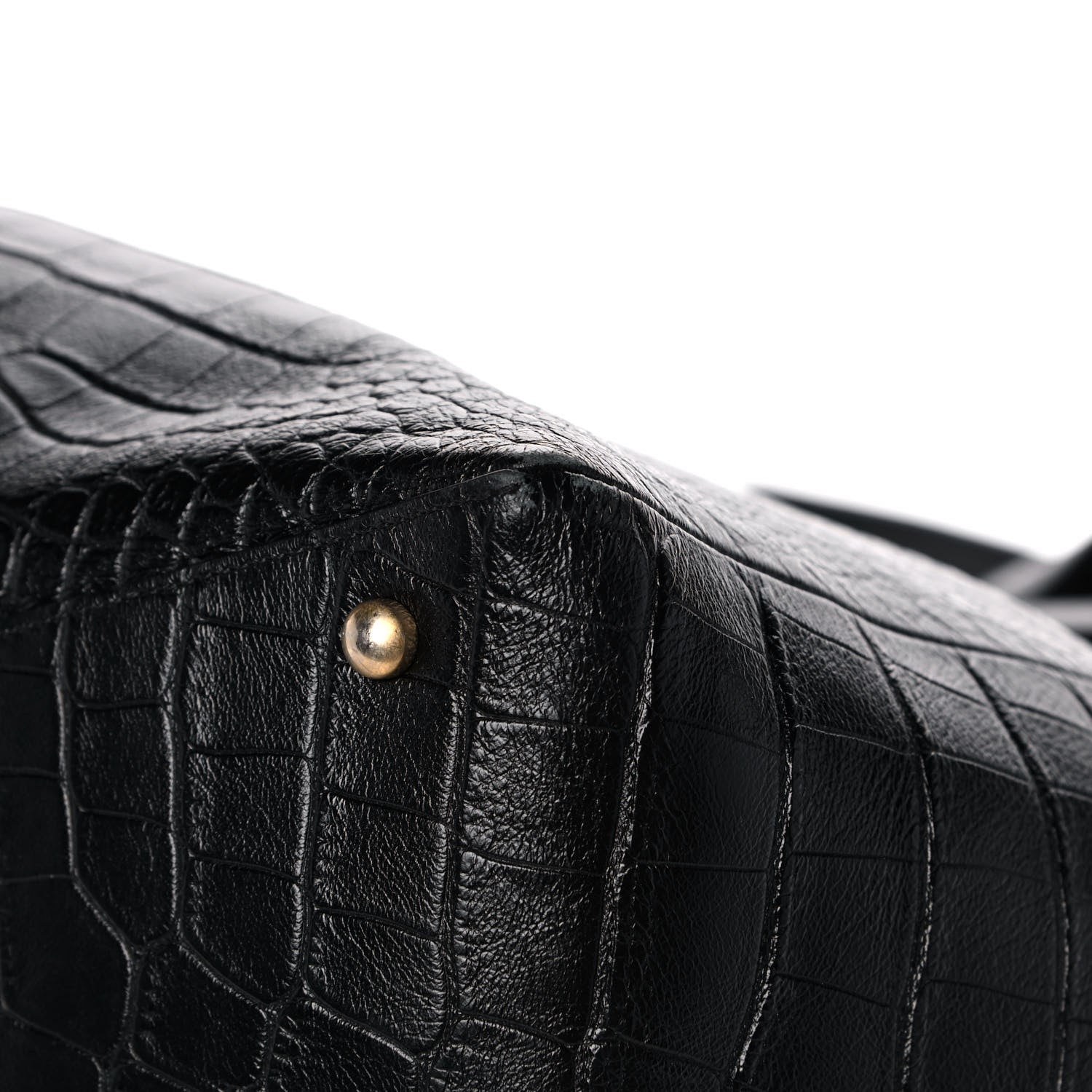 Chanel Calfskin Crocodile Embossed Large Cocodile Shopping Tote Black 11 of 14