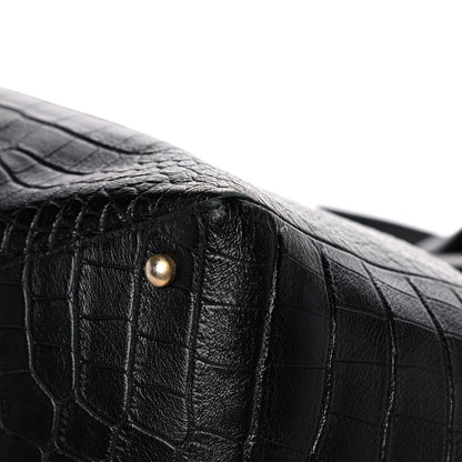 Chanel Calfskin Crocodile Embossed Large Cocodile Shopping Tote Black 11 of 14