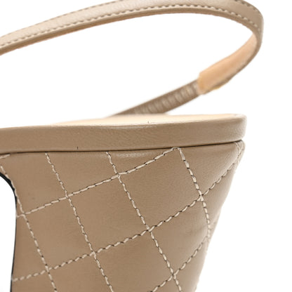 Chanel Lambskin Patent Calfskin Quilted Cap Toe CC Slingback Pumps 40 Beige Black 10 of 10