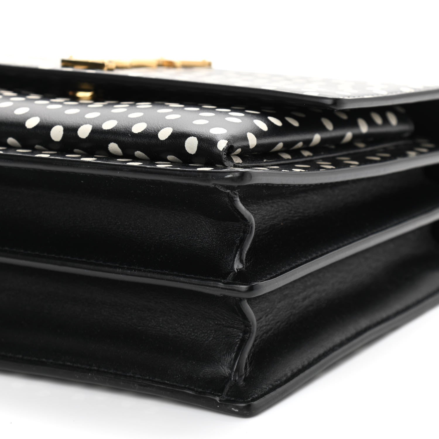 Saint Laurent Calfskin Polka Dot Medium Monogram Sunset Black White 11 of 11
