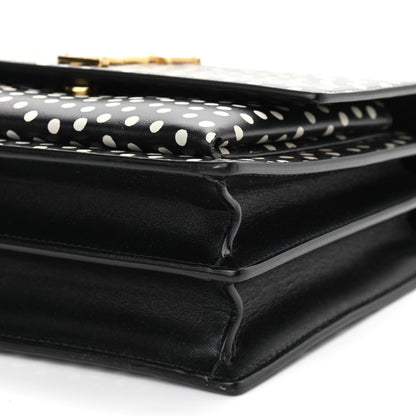 Saint Laurent Calfskin Polka Dot Medium Monogram Sunset Black White 11 of 11