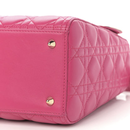 Christian Dior Lambskin Cannage Medium Lady Dior Fuchsia 10 of 12