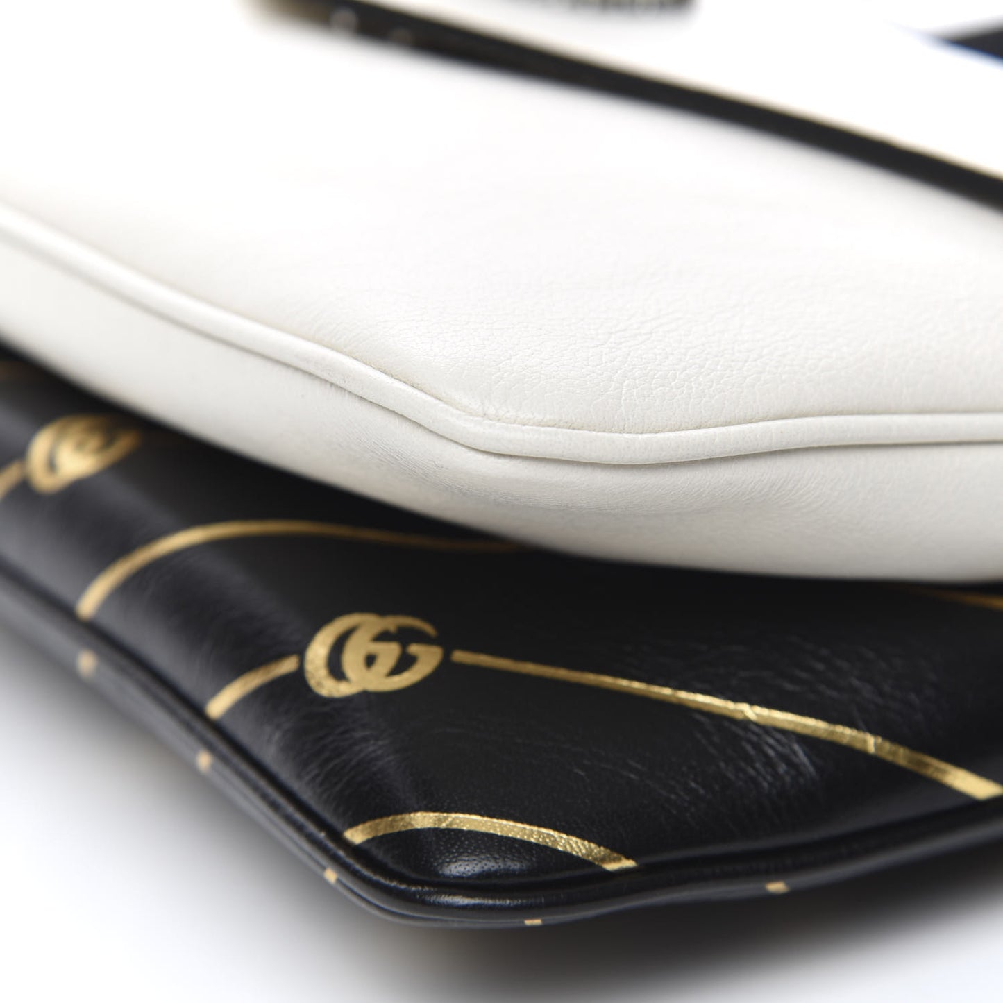 Calfskin Diagonal GG Medium Thiara Double Envelope Shoulder Bag Black White