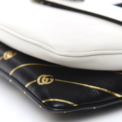 Gucci Calfskin Diagonal GG Medium Thiara Double Envelope Shoulder Bag Black White 7 of 10