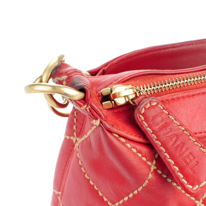 Chanel Calfskin Quilted Surpique Hobo Red 8 of 9