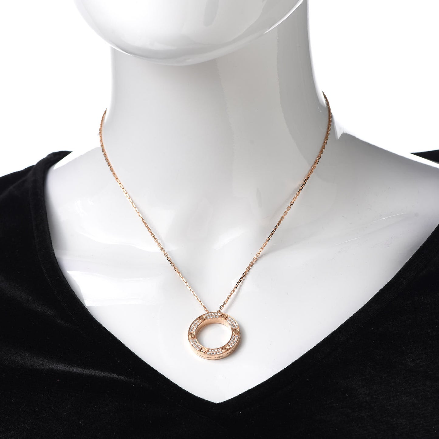 18K Pink Gold Diamond LOVE Paved Necklace