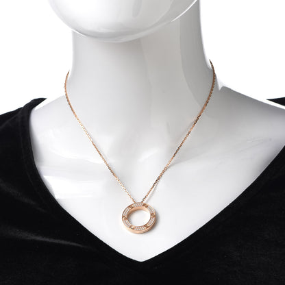 Cartier 18K Pink Gold Diamond LOVE Paved Necklace 2 of 8