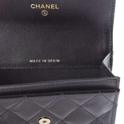 Chanel Patent Quilted Flap Card Holder Wallet Black 9 of 12
