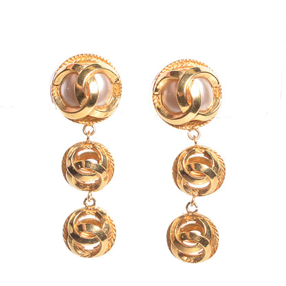 Chanel Pearl CC Drop Clip On Earrings Gold 1 of 4